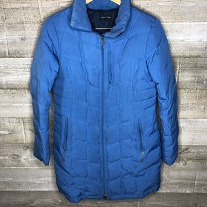 Lands End small light blue down puffer long winter coat zip up small